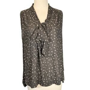 Free People Tuck In Top/ Blouse Sleeveless Tie-Neck Black/ Blush Size Medium